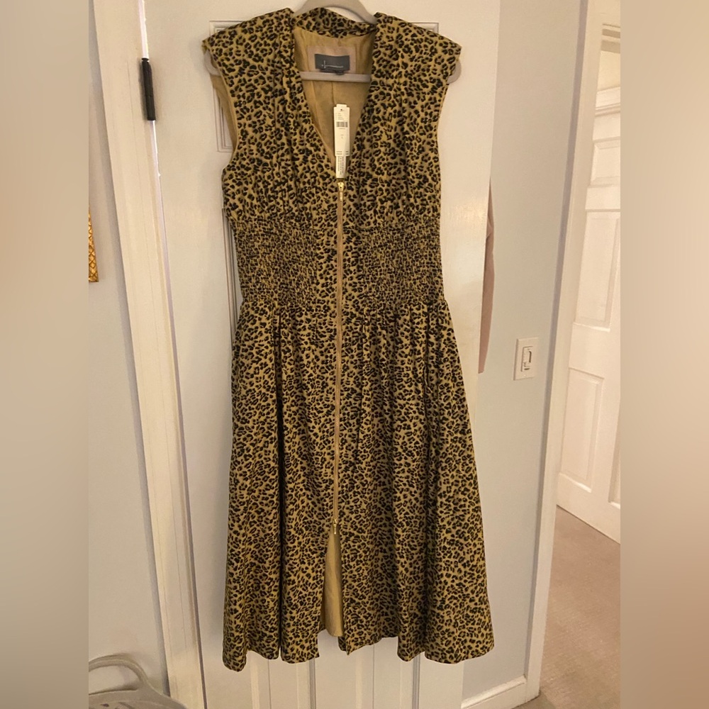 Anthropologie Leopard Dress with Zipper Detail Large